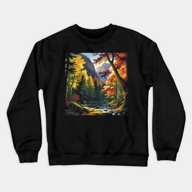 Boreal Forest River at the End of Summer Crewneck Sweatshirt by CursedContent
